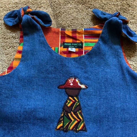 Imani Pamoja Shoulder Tie & Scalloped Hem Denim Dress - NWOT - Picture 2 of 4